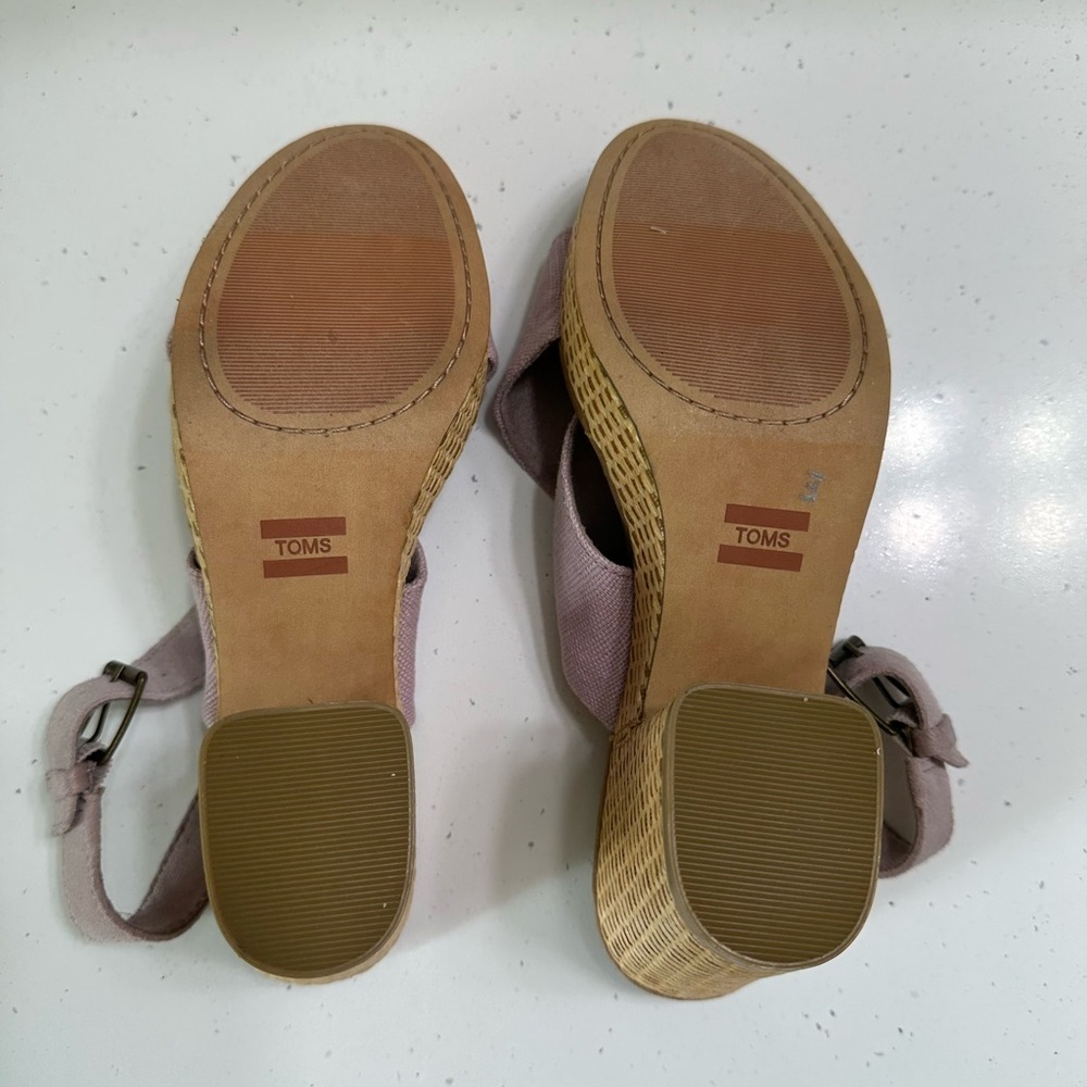 Tom’s Ibiza Platform Heels Women’s 7.5 Lilac Purple Sandals Woven Chunky Shoes - Picture 8 of 10